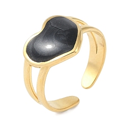 Настоящее золото 18K Ионное покрытие (ip) 304 кольца на пальцах в форме сердца из эмали из нержавеющей стали, открытые кольца для женщин, реальный 18 k позолоченный, регулируемый