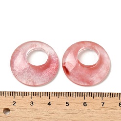 Cherry Quartz Glass Cherry Quartz Glass Pendants, Donut/Pi Disc Charms, 27.5~28x4.5~5.5mm