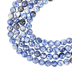 Blue Spot Jasper Natural Blue Spot Jasper Beads Strands, Round, 8mm, Hole: 1mm, about 53pcs/strand, 15.7 inch(39.88cm), 4strands/box