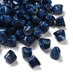 Королевский синий Акриловые шарики Gemstone имитация, самородки, два тона, королевский синий, 16x20x17~17.5 мм, отверстие : 2.5 мм, Около 125 шт / 500 г