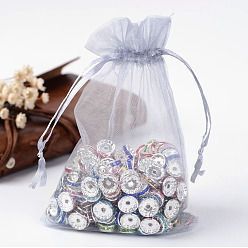 Светло-серый Подарочные пакеты из органзы с кулиской, мешочки для украшений, свадебная вечеринка рождественские подарочные пакеты, светло-серый, 16x11 см