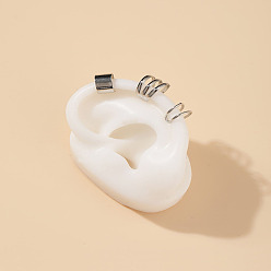 Платина 3шт. серьги-манжеты из сплава, многослойный с-образный, платина, нет размера