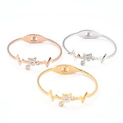 (52) Непрозрачная лаванда 304 браслеты из нержавеющей стали, с полимерной глиной горный хрусталь, музыкальная нота, кристалл, разноцветные, внутренний диаметр: 2-3/8x1-7/8 дюйм (5.9x4.85 см)