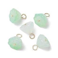 Светло-зеленый Акриловые подвески лотоса, с 304 петлями из нержавеющей стали, светло-зеленый, 12x10.5x8 мм, отверстие : 2.5 мм