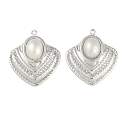 Сердце 304 подвески из нержавеющей стали, с абс пластмассовой имитационной жемчужиной, цвет нержавеющей стали, сердце, 25x22.5x4.8 мм, отверстие : 1.4 мм