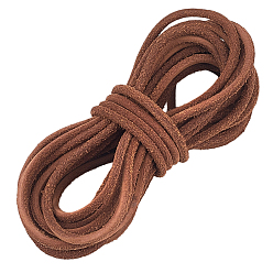 Седло Коричневый 5 шнуры из коровьей кожи для рукоделия, круглые, седло коричневый, 3 мм, около 5.47 ярдов (5 м) / комплект