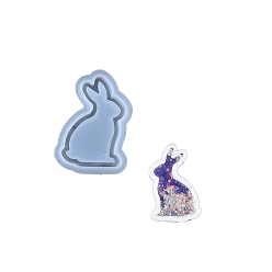 Кролик Силиконовые формы на пасхальную тематику, формы для литья смолы, для уф-смолы, изготовление изделий из эпоксидной смолы, белые, кролик, 77x53.5x9.5 мм, внутренний диаметр: 67x44 мм