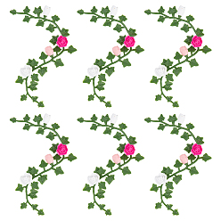 Зеленый 6шт. искусственный цветок из ПВХ, ротанг, для украшения сада кукольных домиков, зелёные, 128x21x8.5 мм