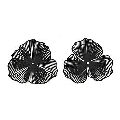 Черный Окрашенные распылением железные колпачки, цветок, чёрные, 37x39x7 мм, отверстие : 1.4 мм