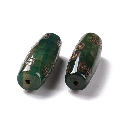 Other Pattern Tibetan Style dZi Beads, Natural Agate Beads, Dyed & Heated, Oval, 28.5~32x10~12.5mm, Hole: 1.5~3mm