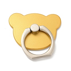 Golden Zinc Alloy Bear Cell Phone Holder Stand Findings, Rotation Finger Grip Ring Kickstand Settings, Golden, 4.15x1.85x0.25cm
