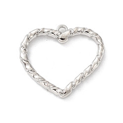 Platinum Alloy Pendants, Heart Charms, Platinum, 21x23x2.5mm, Hole: 1.4mm