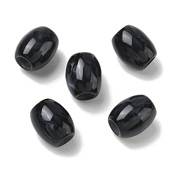 Black Opaque Resin European Beads, Large Hole Beads, Rice, Black, 13x11mm, Hole: 5mm