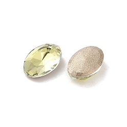Jonquil Glass Rhinestone Cabochons, Point Back & Back Plated, Faceted, Oval, Jonquil, 6x4x2mm