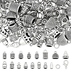 Античный Серебристый & Платиновый Наборы для изготовления ювелирных изделий своими руками, включая латунные концы шнура и переходные кольца, наконечник шнура из сплава и карабины из сплава, старинное серебро и платина