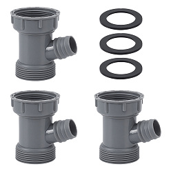 Gray PP Plastic 3-way Y-shaped Sink Drain Pipe Adapter with Washer, Gray, 74.5x75x55.5mm, Inner Diameter: 45mm