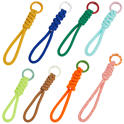 (52) Непрозрачная лаванда 8шт 8 цвета полиэстеровый шнур подвеска украшение, с кольцом сплава, для украшения сумки, разноцветные, 120~130x25x14 мм, 1 шт / цвет