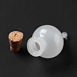 White Teardrop Glass Cork Bottles Ornament, Glass Empty Wishing Bottles, DIY Vials for Pendant Decorations, White, 3.6cm