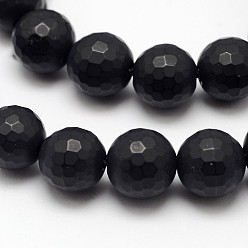 Black Onyx Бусины из натурального черного оникса, граненые круглые, окрашенная и подогревом, матовые, 6 мм, отверстие : 1 мм, около 65 шт / нитка, 14.7 дюйм