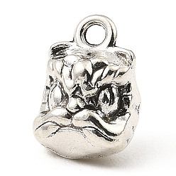 Antique Silver Tibetan Style Alloy Pendants, Lion, Antique Silver, 12.5x8.5x7mm, Hole: 1.5mm, about 458pcs/1000g