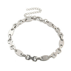 Stainless Steel Color Non-Tarnish 304 Stainless Steel Dumbbell & Oval Link Chains Bracelets for Men & Women, Stainless Steel Color, 7-3/4 inch(19.6cm)