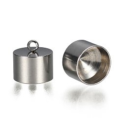 Нержавеющая Сталь Цвет Устойчивы к потускнению 304 наконечники шнура из нержавеющей стали, колонка, цвет нержавеющей стали, 10x10 мм, отверстие : 1.8 мм, внутренний диаметр: 9 мм
