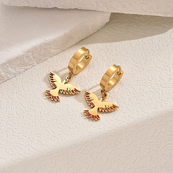 Красный Золотые 201 серьги-кольца с орлом из нержавеющей стали, красные, 31x29 мм