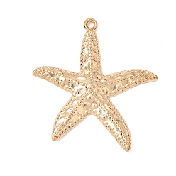 Light Gold Alloy Pendants, Starfish Charms, Light Gold, 42.5x37.5x4mm, Hole: 1.6mm