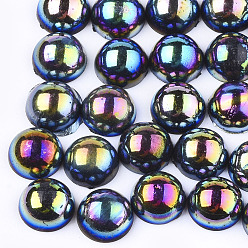 Black ABS Plastic Imitation Pearl Cabochons, AB Color Plated, Half Round, Black, 8x4mm, 3000pcs/bag