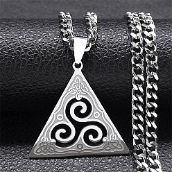 Нержавеющая Сталь Цвет 201 ожерелья из нержавеющей стали с подвеской в виде викинга трискелион для женщин и мужчин, не тускнеет, цвет нержавеющей стали, 19.76 дюйм (50.2 см)