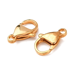 Настоящее золото 24K 304 нержавеющая сталь застежка когтя омара, застежки на спусковой крючок, ручная полировка, реальный 24 k позолоченный, 15x9x4 мм, отверстие : 2 мм