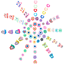 Mixed Color 180 Pcs 9 Styles Handmade Polymer Clay Beads, Mixed Color, 20pcs/style