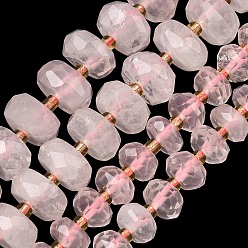 Розовый Кварц Природного розового кварца нитей бисера, рондель, граненые, с бисером, 8x4~5 мм, отверстие : 1 мм, около 53 шт / нитка, 14.65 дюйм (37.2 см)