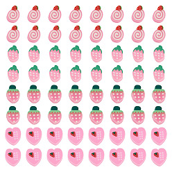 Бледно-Розовый 200 шт 4 стили ручной работы из полимерной глины бусины, клубника, розовый жемчуг, 7~13x7~10.5x4~5 мм, отверстие : 1~1.6 мм, 50 шт / стиль