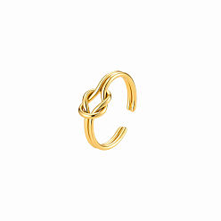 Plaqué 18K Or Véritable 304 bagues ouvertes en acier inoxydable pour femmes, noeud, réel 18 k plaqué or, 20mm