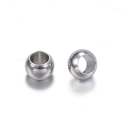 Edelstahl Farbe Anlaufgeschützt 201 Edelstahlperlen, Rondell, Edelstahl Farbe, Bohrung: 2.2 mm, 4x3 mm