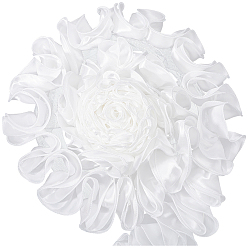 Белый 4.6~5 ярдов полиэстер атлас шифон волнистое кружево, плиссированная кружевная отделка, кружевная ткань с рюшами, аксессуары к костюму, белые, 80~86x40 мм