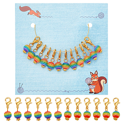 (52) Непрозрачная лаванда 12шт. маркеры для подвесок из смолы с круглыми полосками, подвески с застежкой-лобстером из сплава крючком, разноцветные, 2.5 см