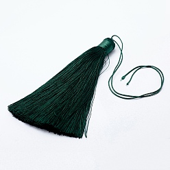 Sea Green Nylon Tassel Big Pendants, Ice Silk Tassel, Sea Green, 123x12mm