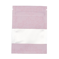 Pink Сумки с замком на молнии с открытым верхом из алюминиевой фольги с кленовым листом, мешки для хранения продуктов, закрывающиеся пакеты, для хранения упаковки, со слезоточивыми насечками, прямоугольные, розовые, 9.9x7.1x0.15 см, внутренней меры: 6 см, окно: 7x3 см