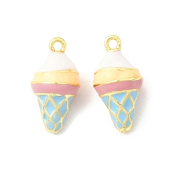 Ice Cream Латунь эмаль подвески, золотые, мороженое, 15.5x8 мм, отверстие : 1.2 мм