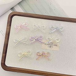Mixed Color UV Plating Transparent Acrylic Pendants, Bowknot Charms, Iridescent, Mixed Color, 30x47.4x10.1mm, Hole: 3mm