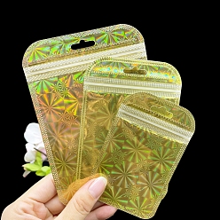 Золотистый Прямоугольные блестящие голографические пластиковые пакеты с застежкой-молнией, многоразовые упаковочные пакеты, мешок с самоуплотнением, золотые, 15x10 см, 50 шт / пакет