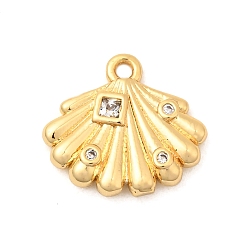 Shell Shape Латунные микро проложить кубического циркония прелести, без никеля , реальный 18 k позолоченный, формы раковины, 14x15x3 мм, отверстие : 1.4 мм