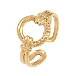 Золотой 304 открытые кольца-манжеты из нержавеющей стали для женщин, круглые, золотые, 11.5 мм, размер США 7 1/2 (17.7 мм)