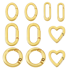 Золотой 10шт 5 стили латунные пружинные затворные кольца, разнообразные, золотые, 16~23x7~16x3~4 мм, 2 шт / стиль