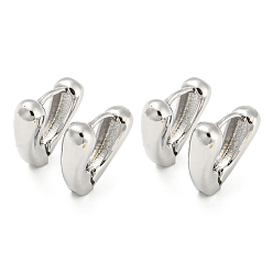Platinum Rack Plating Brass Triangle Hoop Earrings, Lead Free & Cadmium Free, Platinum, 16.5x5.5mm