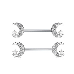 Прозрачный 316l хирургические кольца для сосков из нержавеющей стали, с кубического циркония, цвет нержавеющей стали, прозрачные, 16 мм