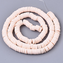 Misty Rose Handmade Polymer Clay Beads Strands, for DIY Jewelry Crafts Supplies, Heishi Beads, Disc/Flat Round, Misty Rose, 6x0.5~1mm, Hole: 1.8mm, about 290~320pcs/strand, 15.75 inch~16.14 inch(40~41cm)