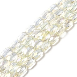Шампанско-Желтый Прозрачные стеклянные бусины гальваническим пряди, с полным покрытием цвета радуги, граненые, овальные, шампанское желтый, 7x4.5x3 мм, отверстие : 0.9 мм, около 78~81 шт / нитка, 22.83 дюйм (58 см)